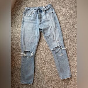 Agolde Light Wash Distressed 90s Straight Leg Jeans size 27